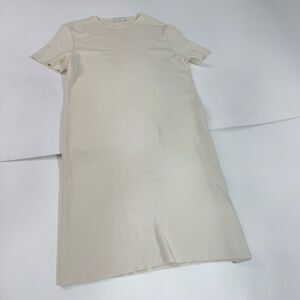 GISPA Dress Womens Medium Cream Knit Wool Crewneck Classic Neutral Minimalist